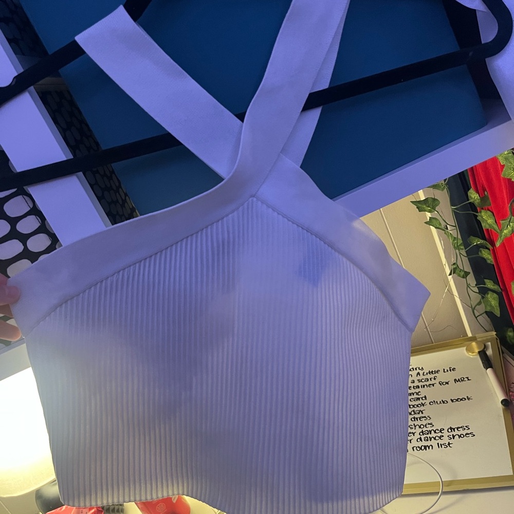 Sincerely Jules White Ribbed Halter Tank Top